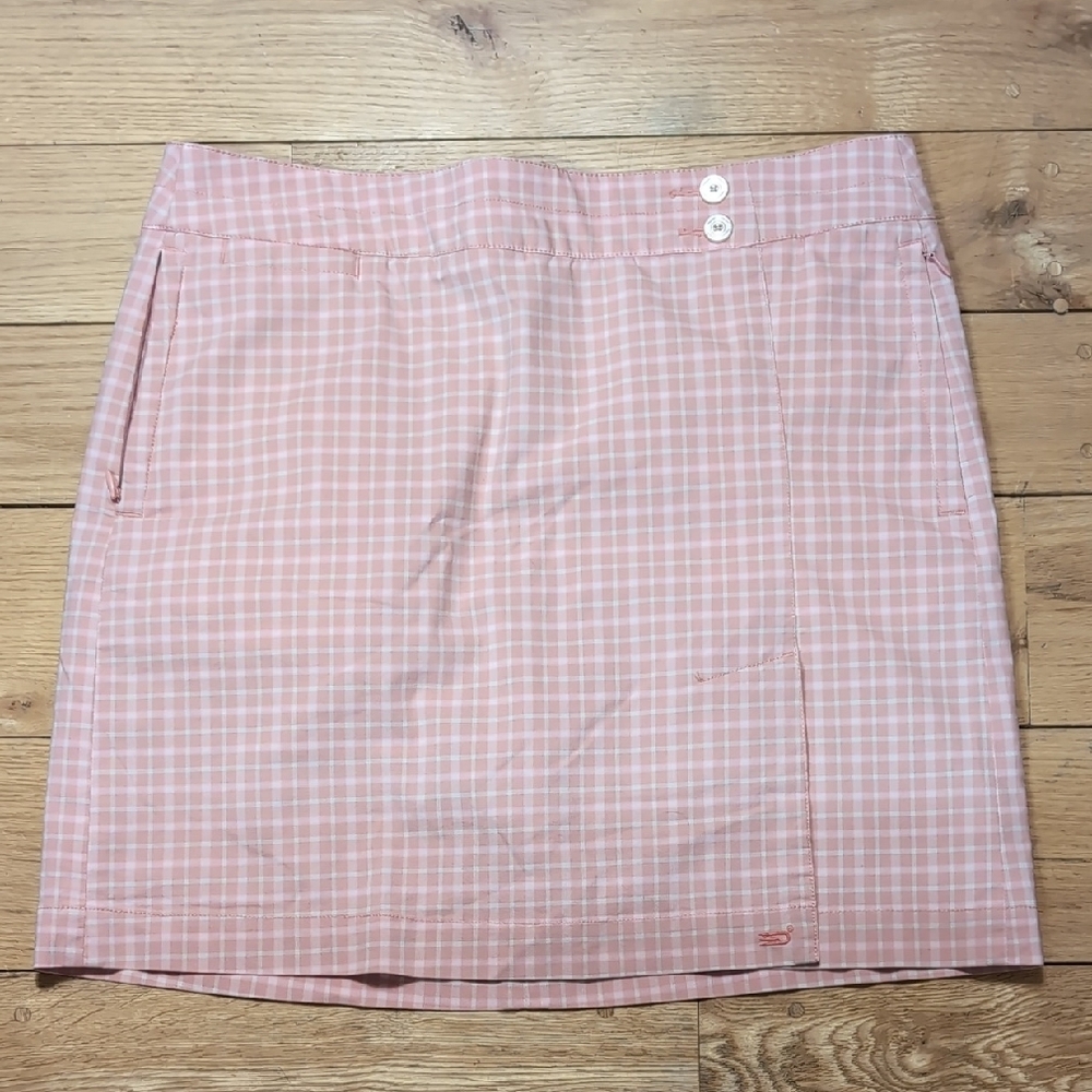 Peach Checkered Golf Skort